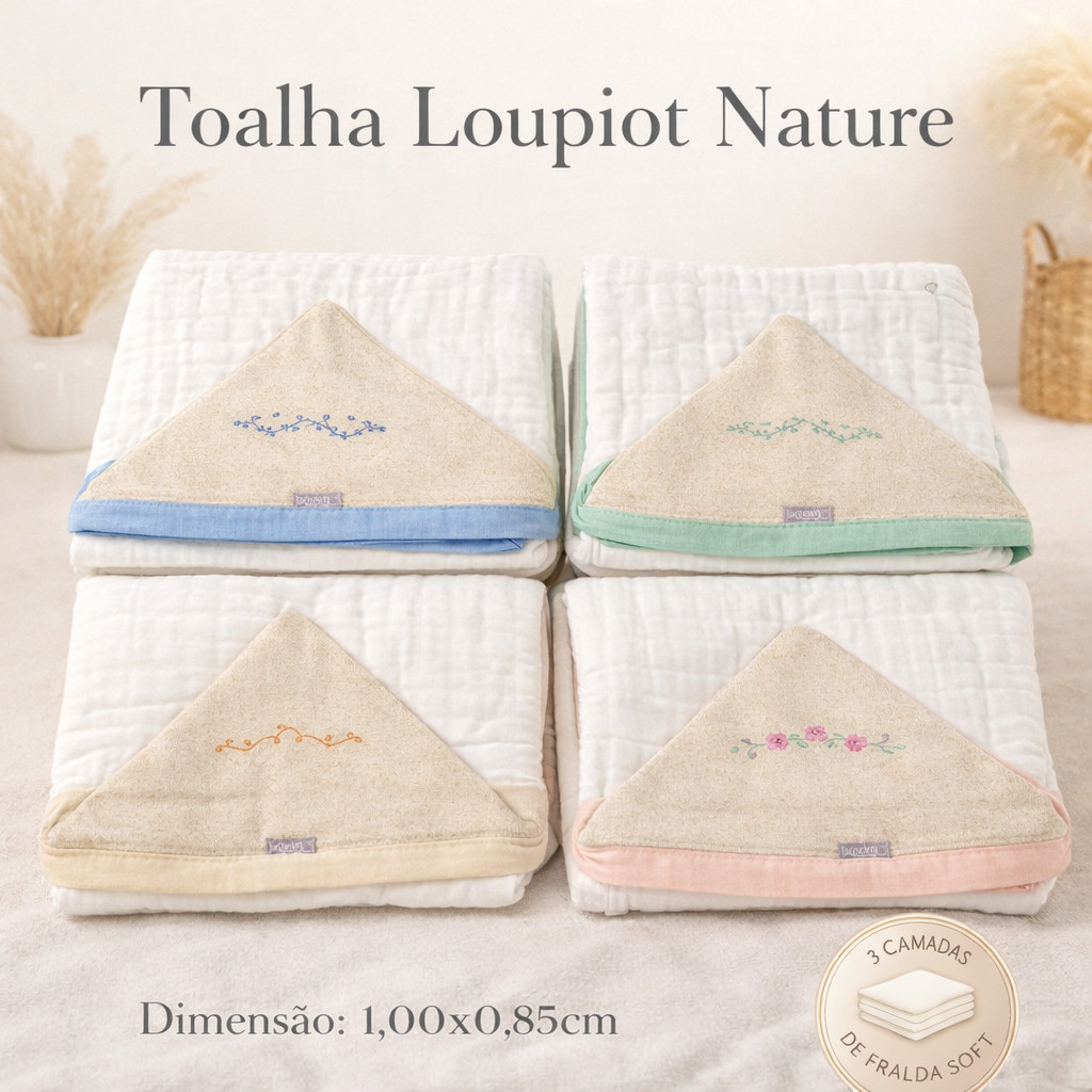 Toalha de Banho Bebê Capuz 3 Camadas Algodão Premium 100x85cm Recém-Nascido Presente Maternidade