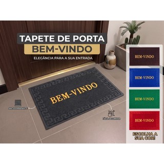 Tapete Capacho Vinil BEM-VINDO 38x58cm Pequeno Entrada Antiderrapante Casa
