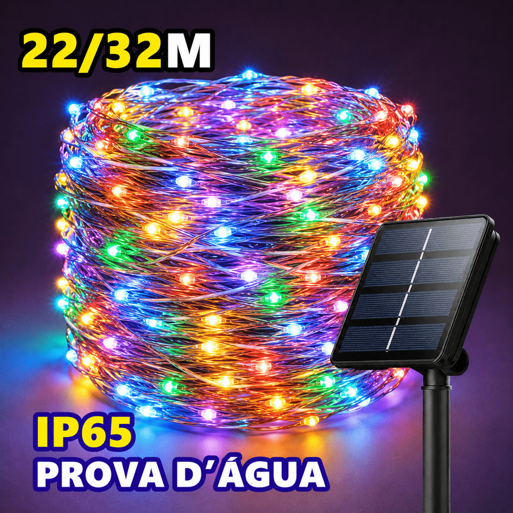 Fio De Fada Solar 22M/32M 300 LED 8 Modos À Prova D'água Ao Ar Livre Para Decoração De Casa E Festa De Natal