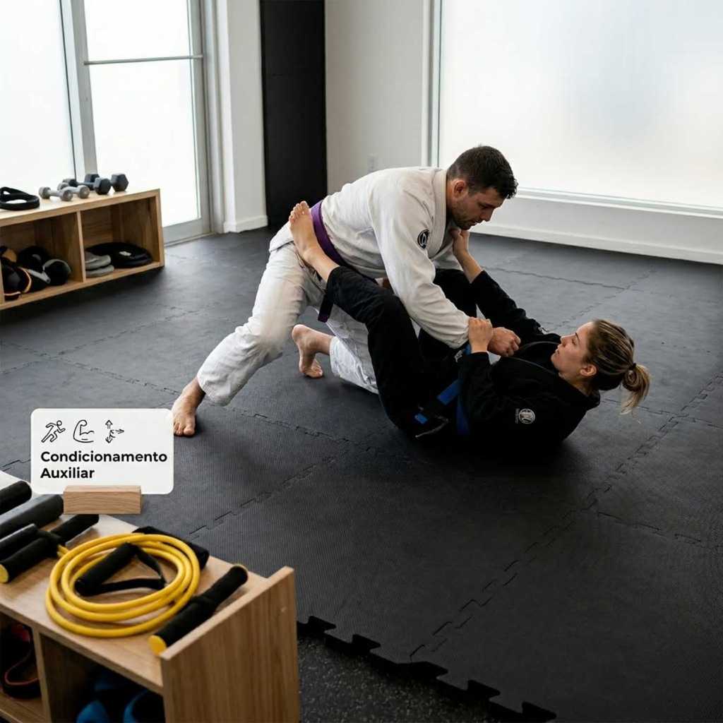 Kit 12 Tatames 20mm Preto 100cm x 100cm x 2cm Confortavel Arte Marcial JiuJitsu Academia Fitness — imagem 2 de 2