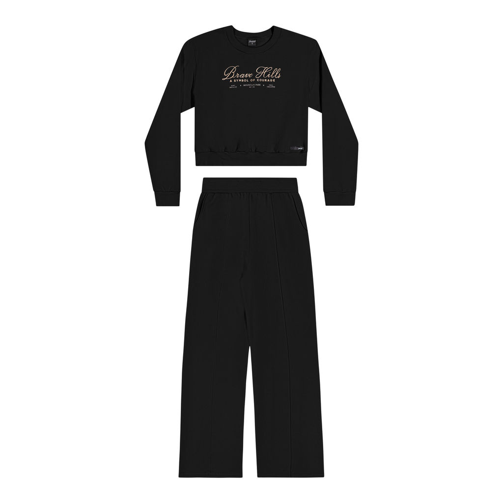 Conjunto Juvenil Menina Moletom Estampado Beats Preto