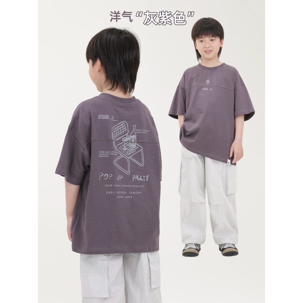 Meninos camiseta de manga curta verão novo estilo meninos moda crianças Casual All-Match médio grande crianças impresso 