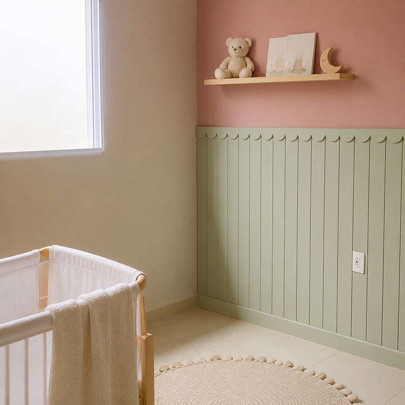 Kit 4 Réguas Babadinho Decoração Quarto de Bebê Acabamento Shiplap Parede Boiserie MDF Cru 3mm 75cm