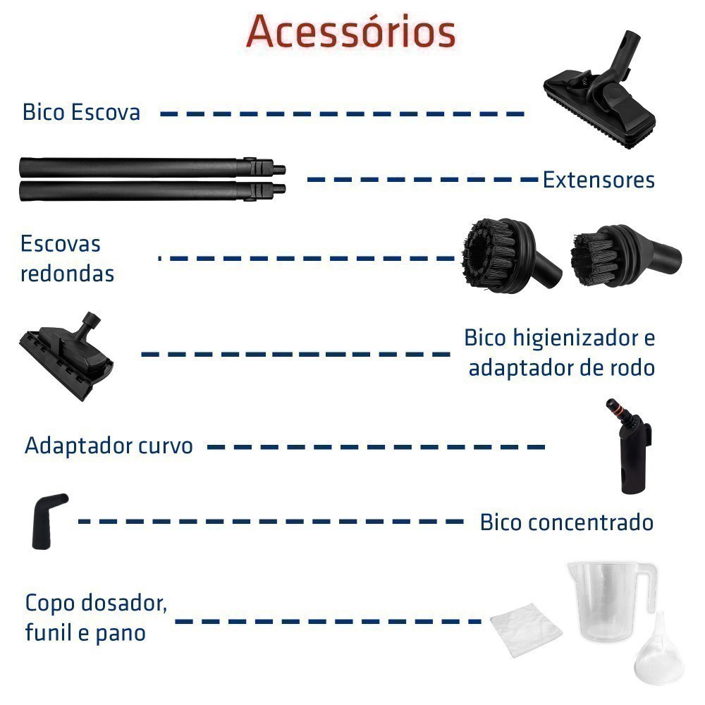 Limpadora a vapor Higienizador 1500W com acessórios - Vapor Clean - Intech Machine — imagem 2 de 2