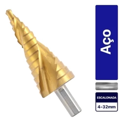 Broca escalonada aço rápido 4 a 32 mm - 723599 - MTX