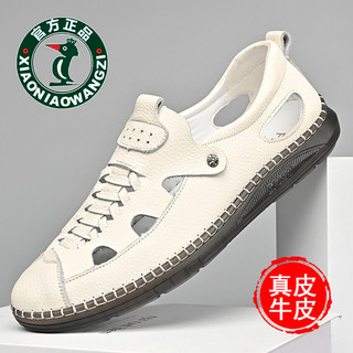 Oren Woodpecker Sapatos masculinos verão couro genuíno sola macia oco buraco sandálias All-Match leve carne tendão-sola 