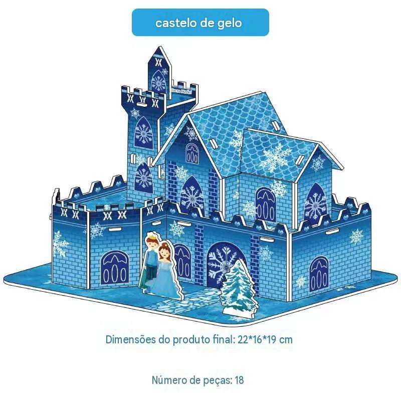 Quebra-Cabeça 3D Para Presente Criança Casinha Miniatura De Montar 3d Castelo De Princesa Infantil