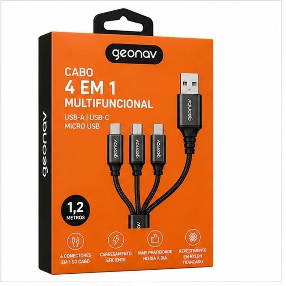 Cabo 4 Em 1 Multifuncional Usb-A Usb-C Micro Usb
