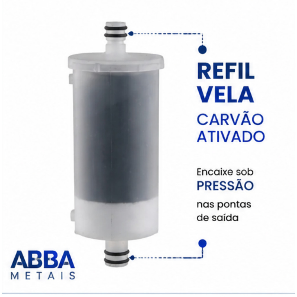 Refil Universal Para Filtros Torneira Gourmet Vela Carvão Ativado Pró-Saúde