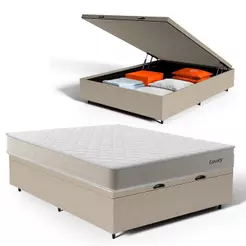 Cama Box Baú Casal com Colchão de Molas Ensacadas Luxury 138x188x62cm