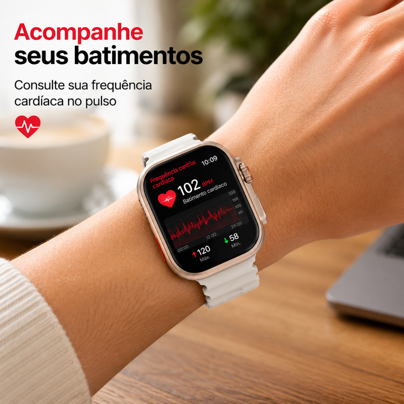 Os Smartwatches Mini, Pro e Plus, com design moderno, são uma escolha ideal para o seu dia a dia, e o conjunto inclui 2