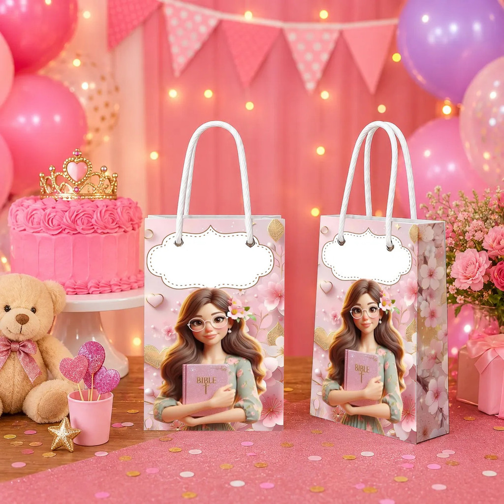 Sacolinhas Surpresa Personalizadas Crisma Eucaristia Lembrancinha Aniversário Com Nome e Idade Festa Infantil