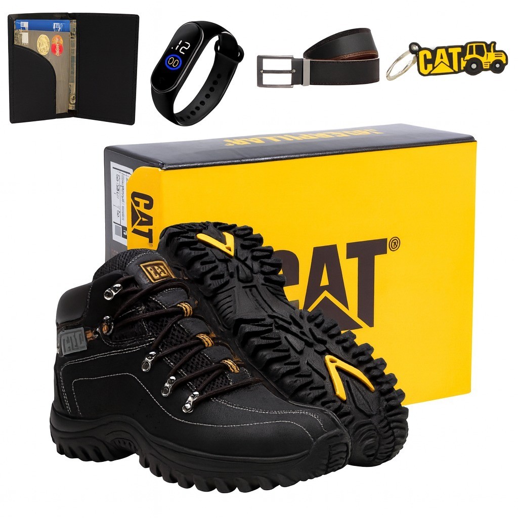 Bota Caterpillar Masculina Trilha Coturno Adventure Resistente + Kit Completo com Envio Imediato