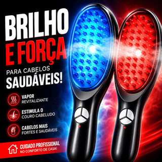 Escova Massageadora com Laser 2 em 1 Tratamento Capilar E Antiqueda Escova De Massagem Para Cabelo E Couro Cabeludo