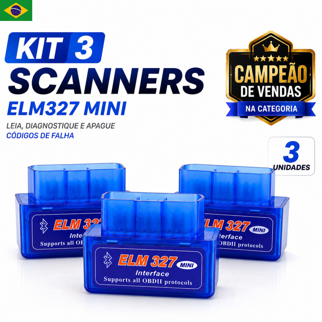 Kit 3 Scanner Automotivo Obd2 Bluetooth Android EML 327 Mini Scanner Diagnóstico Completo