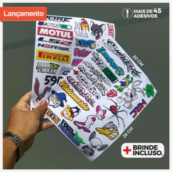 Kit / Cartela Varios Adesivos - Moto Carro Sticker Notebook Celular Bike Copo Vinil - Diversos Modelos