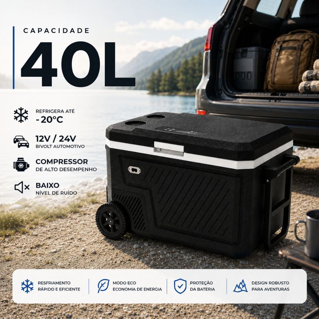 Geladeira Portátil 40L C/ Roda Geladeira Para Churrasco Geladeira Para Viagem Geladeira Para Lazer