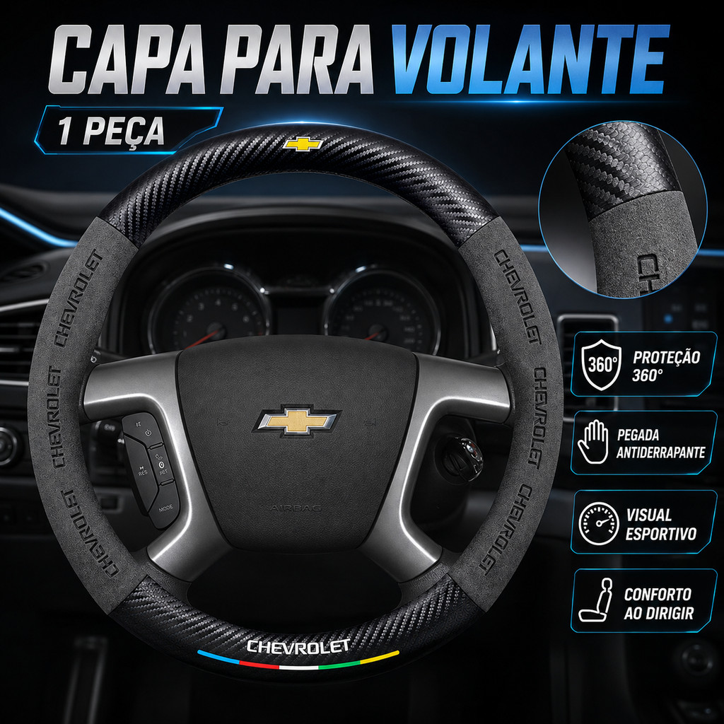 1Pc Chevrolet Capa De Volante De Carro Antiderrapante Estilo Fibra De Carbono Aderência Confortável Para Onix Joy LT LTZ
