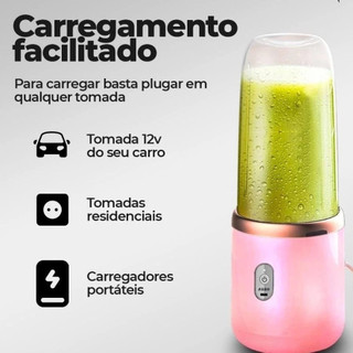Mini Liquidificador Portátil 400ML 6 Lâminas Recarregável USB para Suco, Shake, Smoothie e Vitamina BP-6016