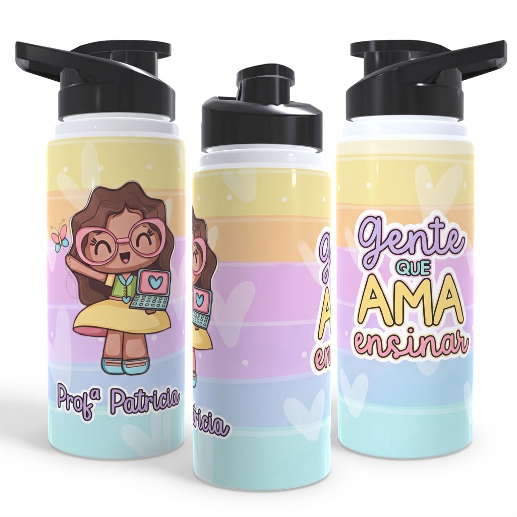 Garrafa Squeeze Personalizado Dia dos Professores Professora Coruja — imagem 2 de 2