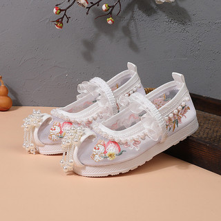 Hanfu sapatos meninas verão malha respirável traje antigo estilo chinês velho pequim sapatos de pano crianças cavalo ros