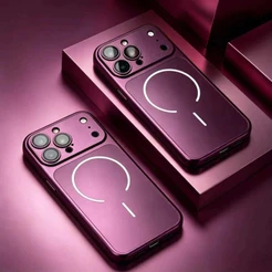 Capa De Telefone Galvanizada Magnética Fosca Ultrafina Para iPhone 17 16 15 14 13 12 11 18 Pro Max
