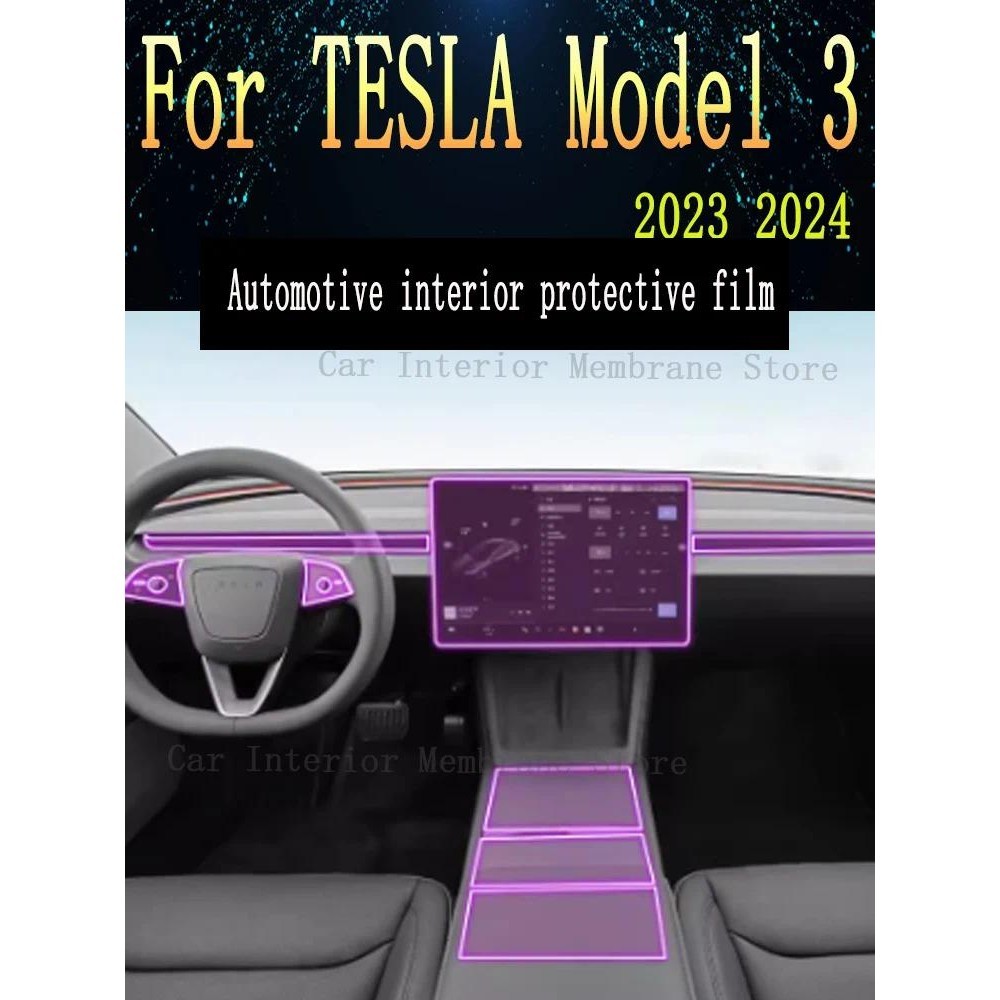 Para TESLA Modelo 3 2023 2024navigação Console Central Tela Do Painel De Engrenagens TPU Interior Carro Película Proteto
