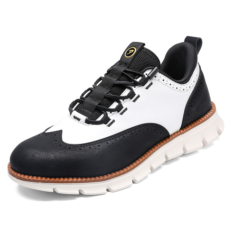 Masculino Elástico Renda Couro Falso Brogue Chunky Lug Sole Casual Oxford