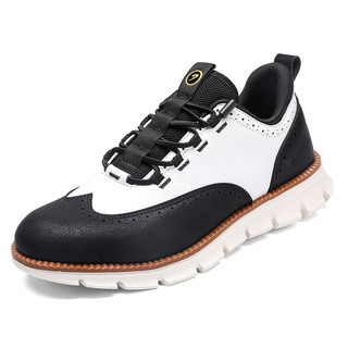Masculino Elástico Renda Couro Falso Brogue Chunky Lug Sole Casual Oxford