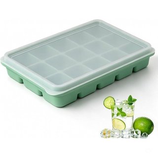 Formas de Gelo com Tampa, 1 Pacote com 15 Cubos, Fácil Remoção, Empilháveis, Formas de Gelo Flexíveis para Freezer com T