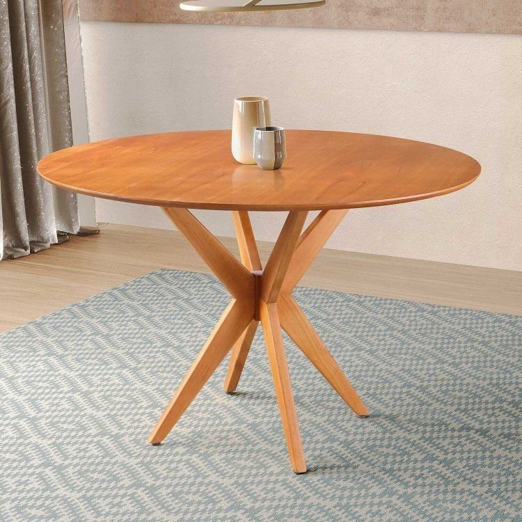 Mesa para Sala de Jantar Base Estrelada 108cm Serena Marrom/Mel 108