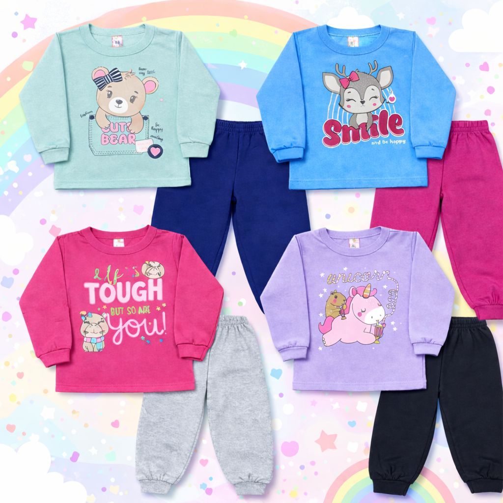 Conjunto Infantil Moletom Flanelado Quentinho Inverno Menina 1 ao 8 Promoção