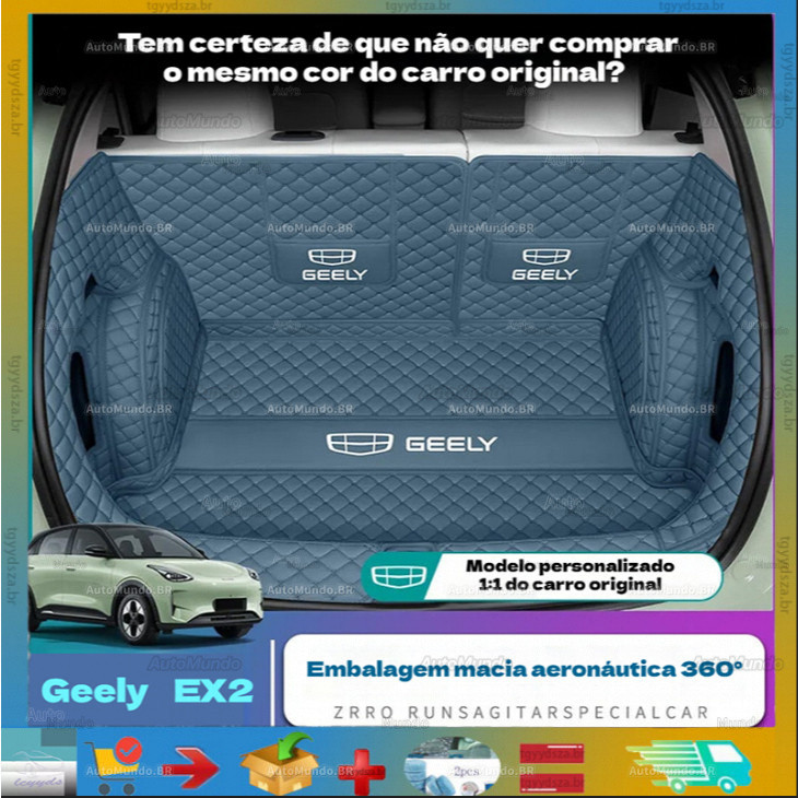 Adequado para o tapete do porta-malas do Geely EX2, 360 °     Acessórios de carpete traseiro decorativo para carro, cobe