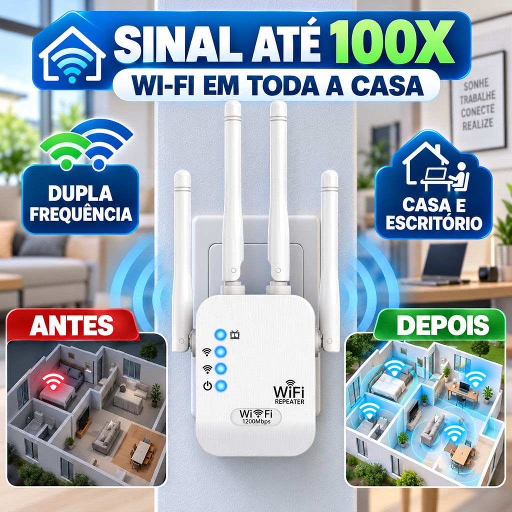 【Sinal Até 100X】Repetidor Wi-Fi/Amplificador De Sinal Wi-Fi/Extensor De Alcance Para Casa E Escritório