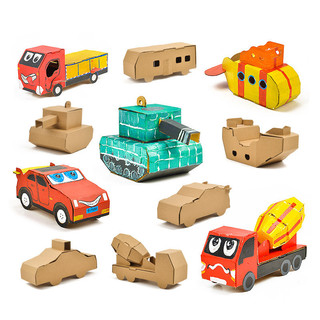 Crianças caixa de papel artesanal carro papelão avião Material de produção pacote jardim de infância diy tanque modelo d
