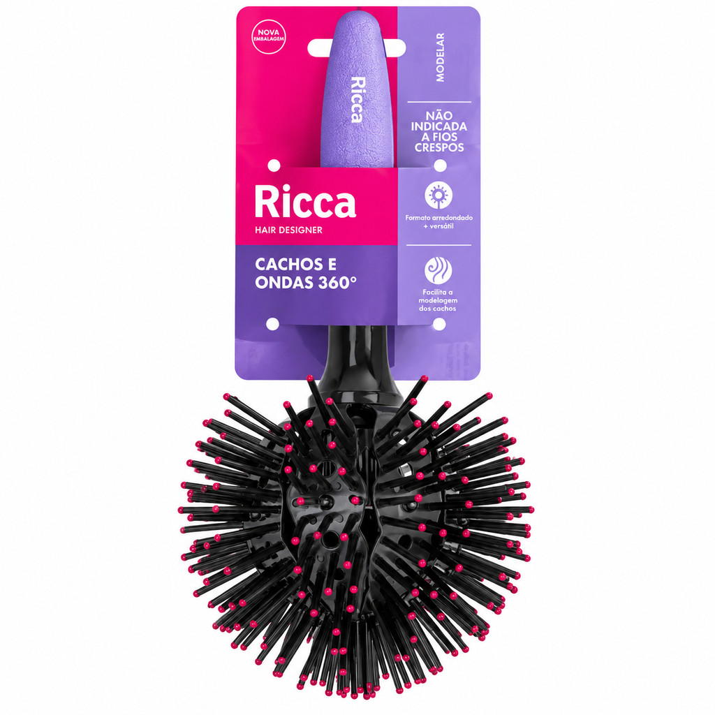 Escova Ricca Cachos e Ondas 360° Twist 3D Curls Ball Brush