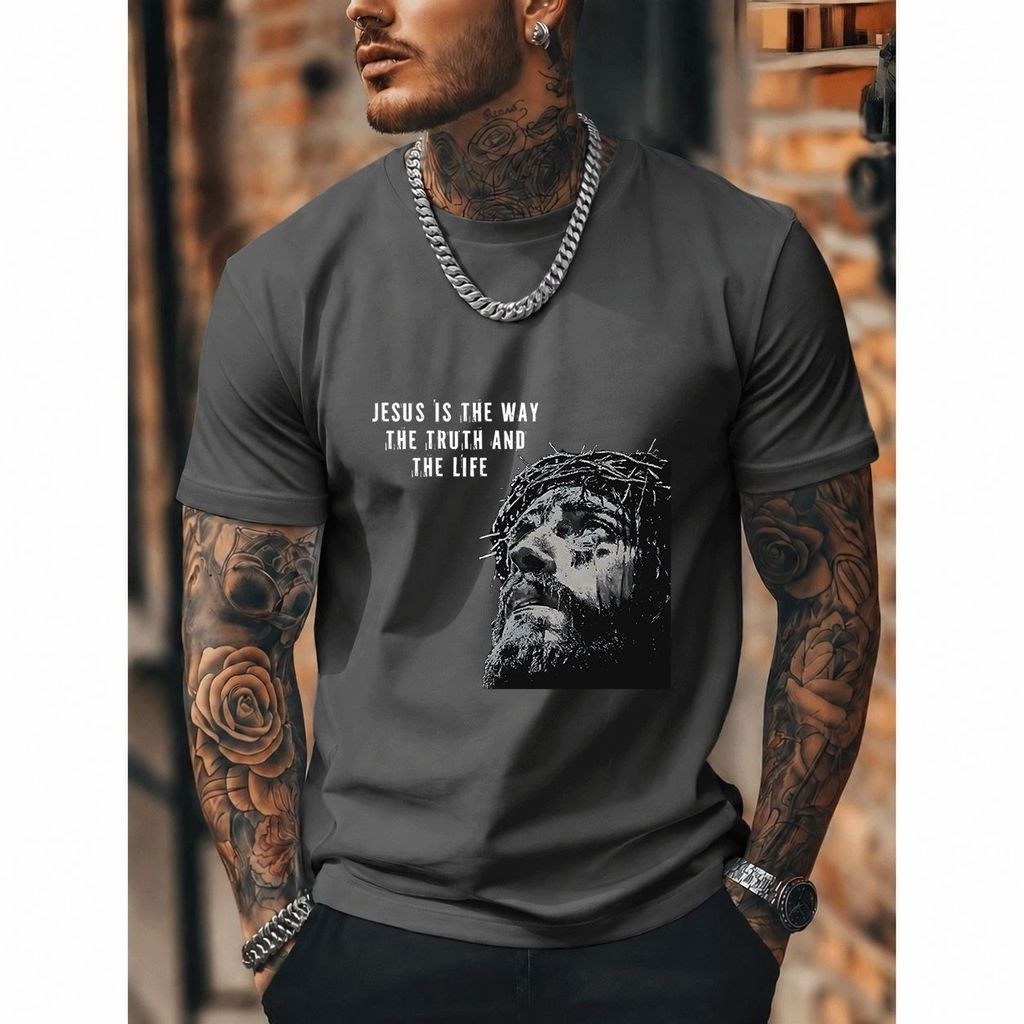 [Premium Algodão Puro]TAC Camiseta Oversized Streetwear Masculina e Feminina, Estampa de Jesus, 100% Algodão, Estilo Cas
