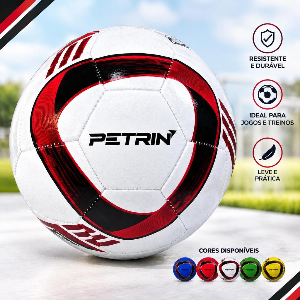 Bola de Futebol Couro Sintético Grande Costurada Tamanho 5 Oficial de Campo.