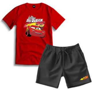 Conjunto Infantil Juvenil Menino Camiseta + Bermuda Moletinho 100% Algodão Look Lançamento Casual e Moderno Carros