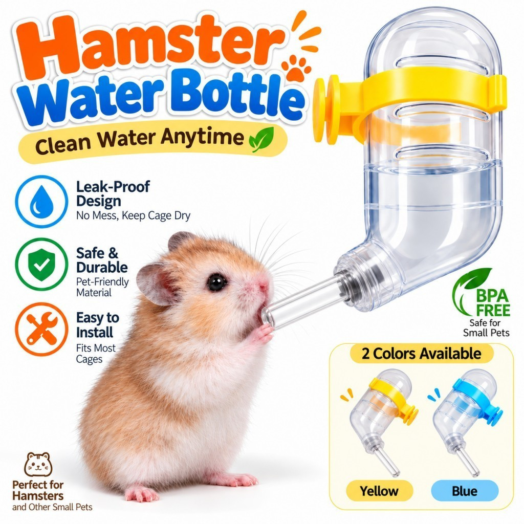 Garrafa de água para hamsters, 60 ml, dispensador de água à prova de vazamentos, para colocar na gaiola, ideal para pequ
