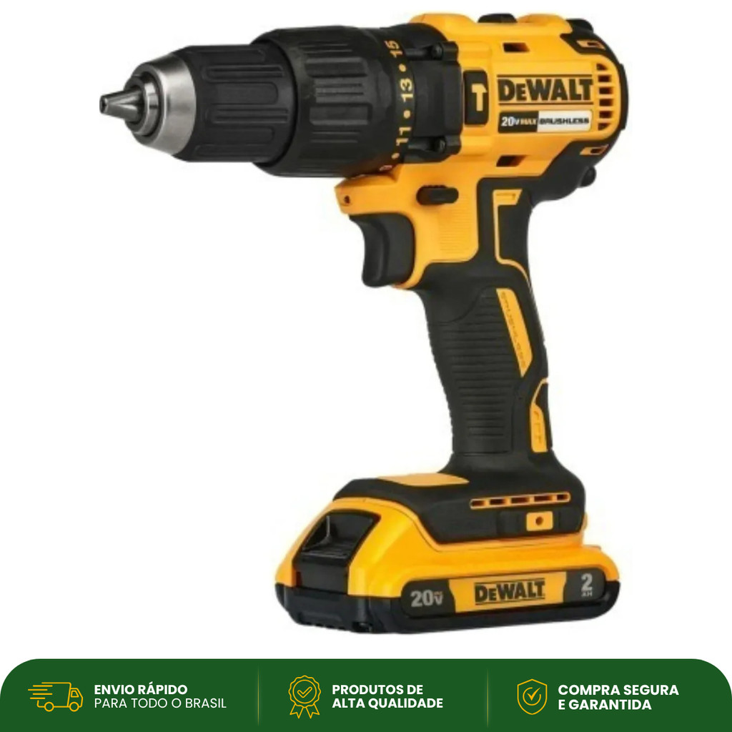 Parafusadeira Furadeira Impacto Dewalt 20V Brushless 2 Baterias DCD7781D2