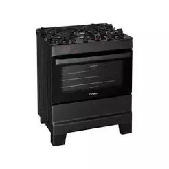 Fogão 5 Bocas Esmaltec Preto Mesa de Vidro Esmaltec Ideal Top Glass