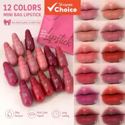 Conjunto de 12 Batons Mini Matte, Kit de Batom à Prova d'Água de Longa Duração, Suave e Sedoso, Gloss Labial Não Gruda