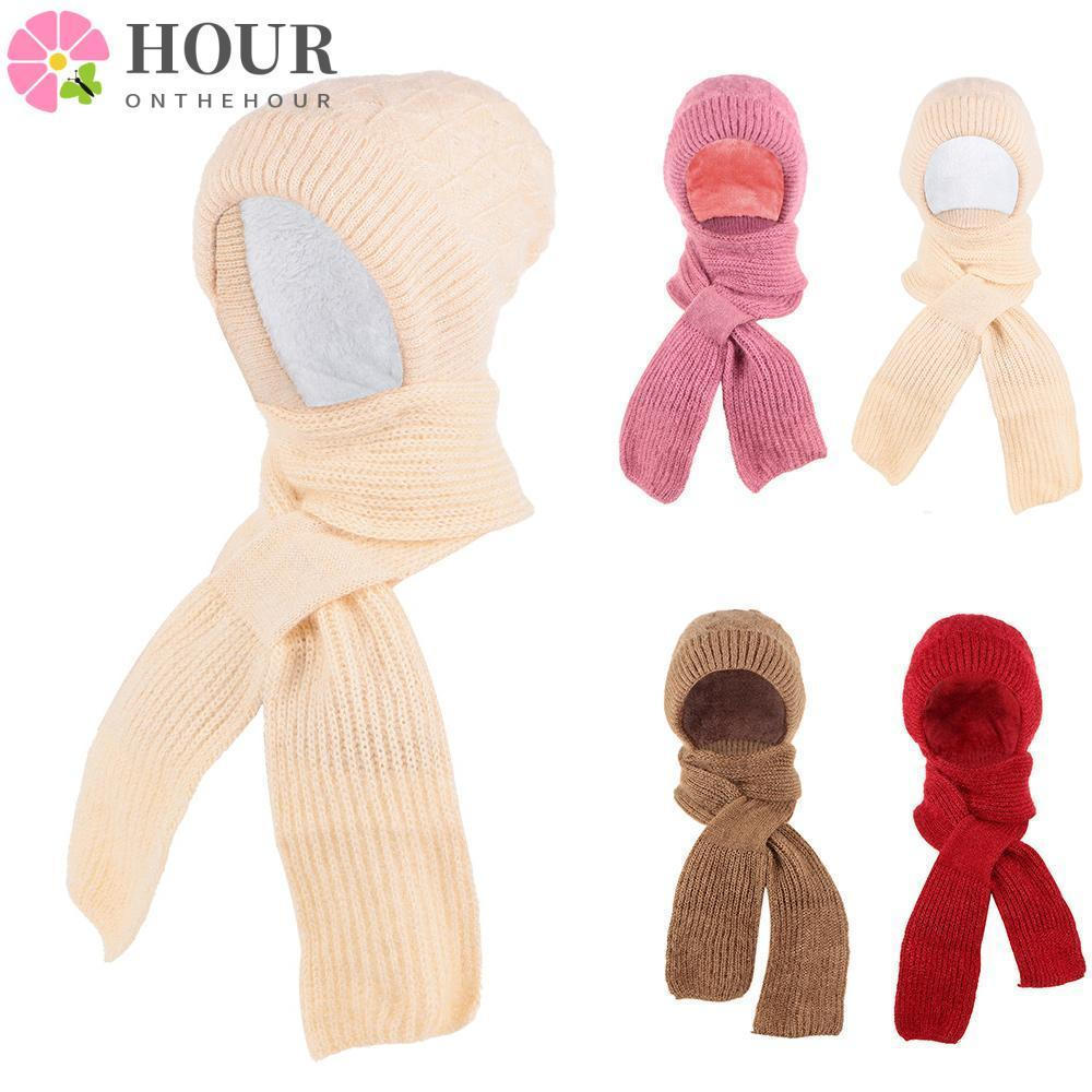 Cachecol De Chapéu HOUR , Conjunto Quente De Inverno Engrossado , Aquecedor De Pescoço À Prova De Vento De Malha Feminin