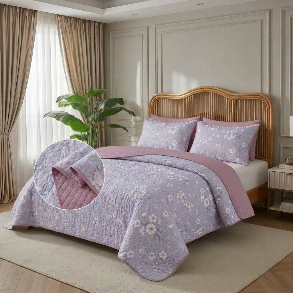 Kit Colcha Cobre-Leito Dupla Face Estampada 3 Peças para Cama Queen, Casal ou Solteiro Premium — imagem 2 de 2