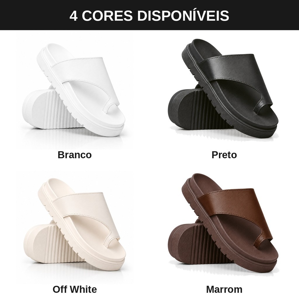 Sandália Ortopédica Feminina Joanete Plataforma Chinelo Slide Tira no Dedão Confortável Tratorado Papete