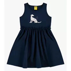 Vestido Infantil em Meia Malha Rovi Kids Azul