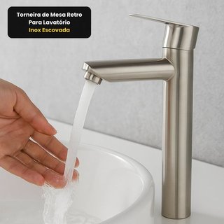 Torneira Mesa Retro Lavatório Inox Escovada Rosca 1/2 STARTOOLS