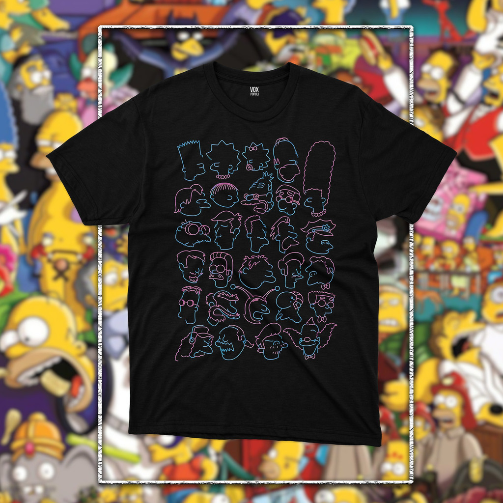 Camiseta Masculina Estampa Personagens Simpsons Neon Confortável Divertida Estilosa Casual