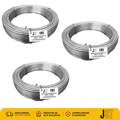 Kit 3 Kg Arame Liso Galvanizado BWG 16 1,65mm JST 3 Rolos Para Cerca e Varal